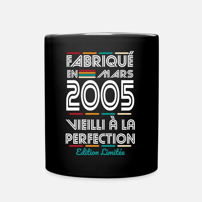 Anniversaire 20 ans - Fabriqué en Mars 2005 - Mug uni - noir