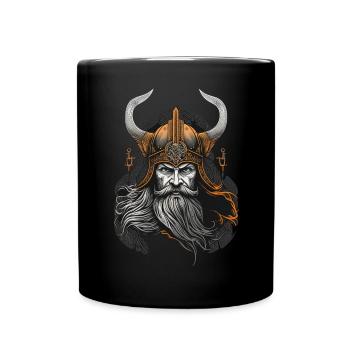 Retro Valhalla Wikinger Odin Kopf - Nordische - Tasse einfarbig - Schwarz - Vorne