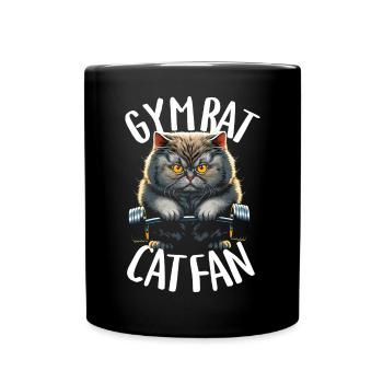 Bodybuilding-Katze - Fitnessstudio-Ratte Katzenfan - Tasse einfarbig - Schwarz - Vorne