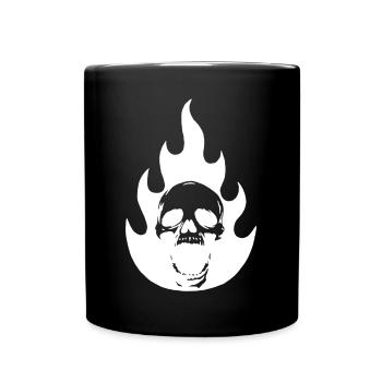 Crâne et flamme blanche - Mug uni - noir - Devant