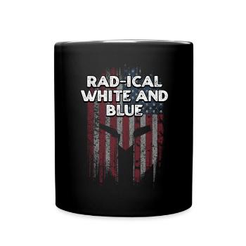 Radical White and Blue 4th of July American Flag - Full Colour Mug - black - Front