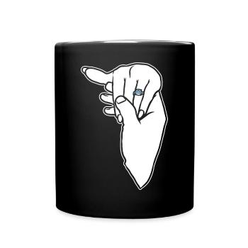 Verlobungs-Ehering-Hand - Tasse einfarbig - Schwarz - Vorne