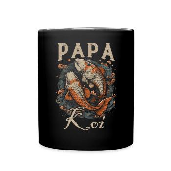 Papa Koi Japanischer Vatertag - Tasse einfarbig - Schwarz - Vorne