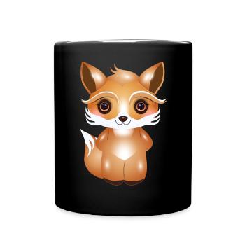 cute fox in kawaii comic style - Full Colour Mug - black - Front