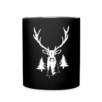 Hirsch Outdoor Wandern Abenteuer - Tasse einfarbig - Schwarz - Vorne