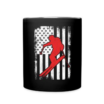 4. Juli Ski USA - Tasse einfarbig - Schwarz - Vorne