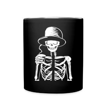 Sarcastic Funny Skeleton Drinking Espresso Coffee - Full Colour Mug - black - Front