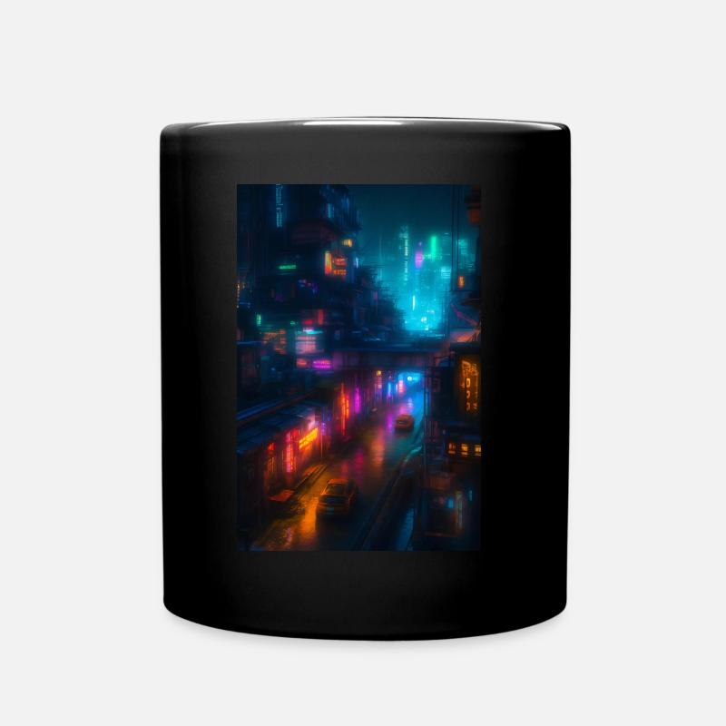 Eine neonbeleuchtete Stadtscpe - Tasse einfarbig - Schwarz