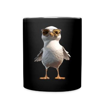 Seagull with Sunglasses Cool Cute Summer Holiday - Full Colour Mug - black - Front