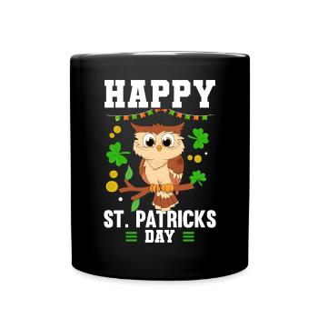 Birds Of Prey Ornithologist Owl Happy St. Patricks - Tasse einfarbig - Schwarz - Vorne