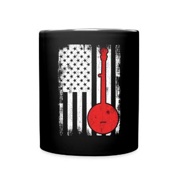 USA Patriotischer Banjospieler - Tasse einfarbig - Schwarz - Vorne