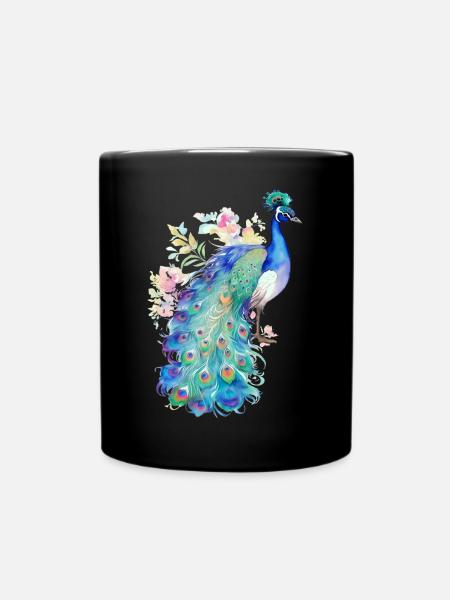 Pfau - Tasse einfarbig - Schwarz