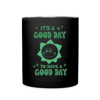 Good Day Smile Grafik - Tasse einfarbig - Schwarz - Vorne