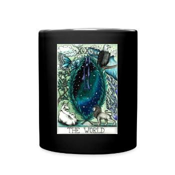 Tarotkarte „The World” - Tasse einfarbig - Schwarz - Vorne