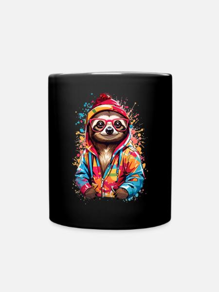 Coole Faultier - Tasse einfarbig - Schwarz