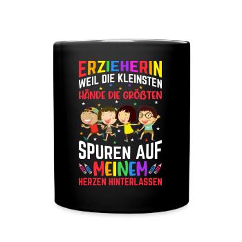 Kind Kindergarten Erzieher Abschiedsgeschenk - Tasse einfarbig - Schwarz - Vorne