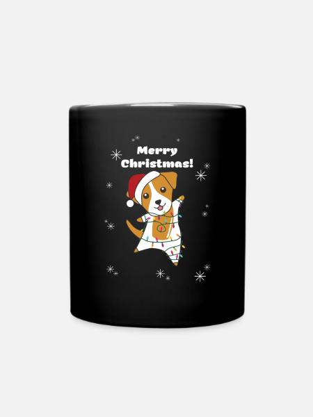 Jack Russel Chien de Noël Animaux d’hiver Chiens - Mug uni - noir
