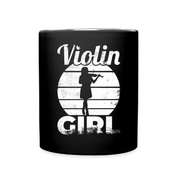 Lustiges Violin Mädchen - Tasse einfarbig - Schwarz - Vorne