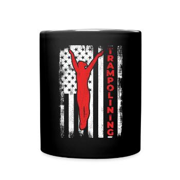 USA Flagge Patriotischer Trampolinist - Tasse einfarbig - Schwarz - Vorne