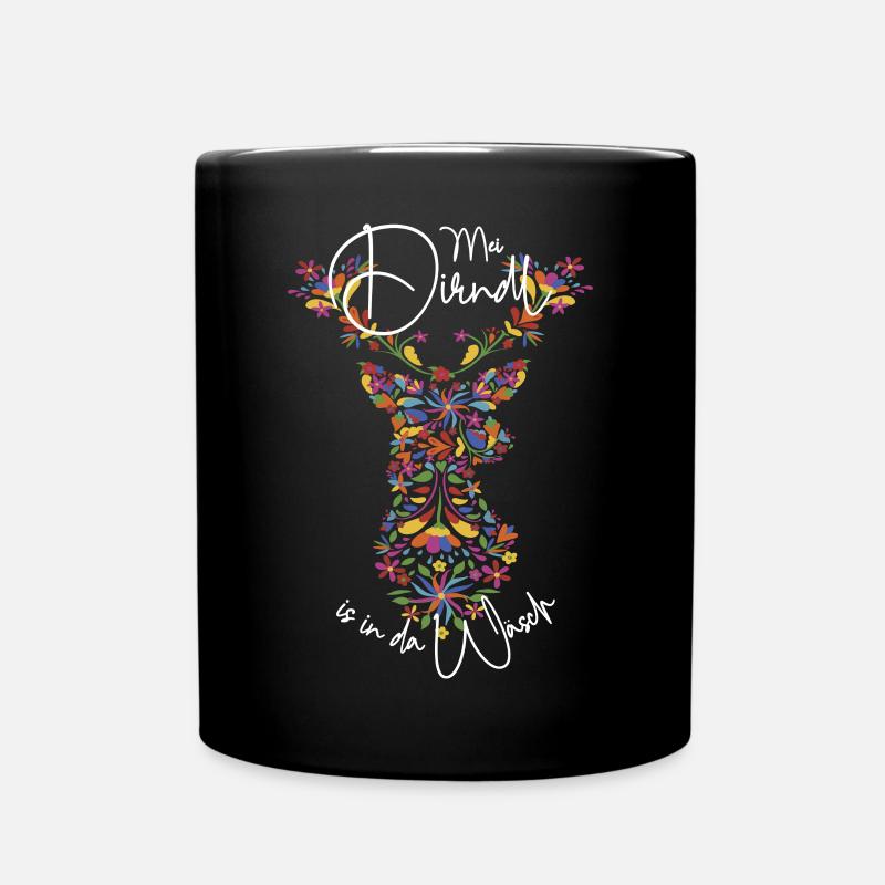 My Dirndl is in da Wäsch Trachtenshirt Hirsch - Tasse einfarbig - Schwarz
