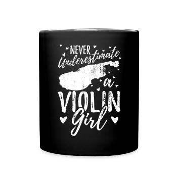 Geigenmädchen - Tasse einfarbig - Schwarz - Vorne