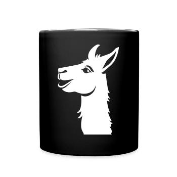 Lustige Lama Silhouette Freche Spaß Lamas - Tasse einfarbig - Schwarz - Vorne