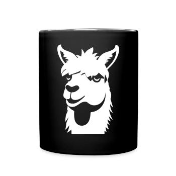 Lustige Lama-Silhouette Freche Spaß-Lamas - Tasse einfarbig - Schwarz - Vorne