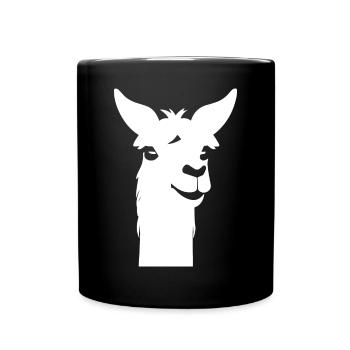 Lustige Lama-Silhouette Freche Spaß-Lamas - Tasse einfarbig - Schwarz - Vorne