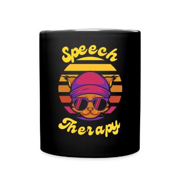 Speech Therapy Cat Speech Language Pathology SLP - Full Colour Mug - black - Front