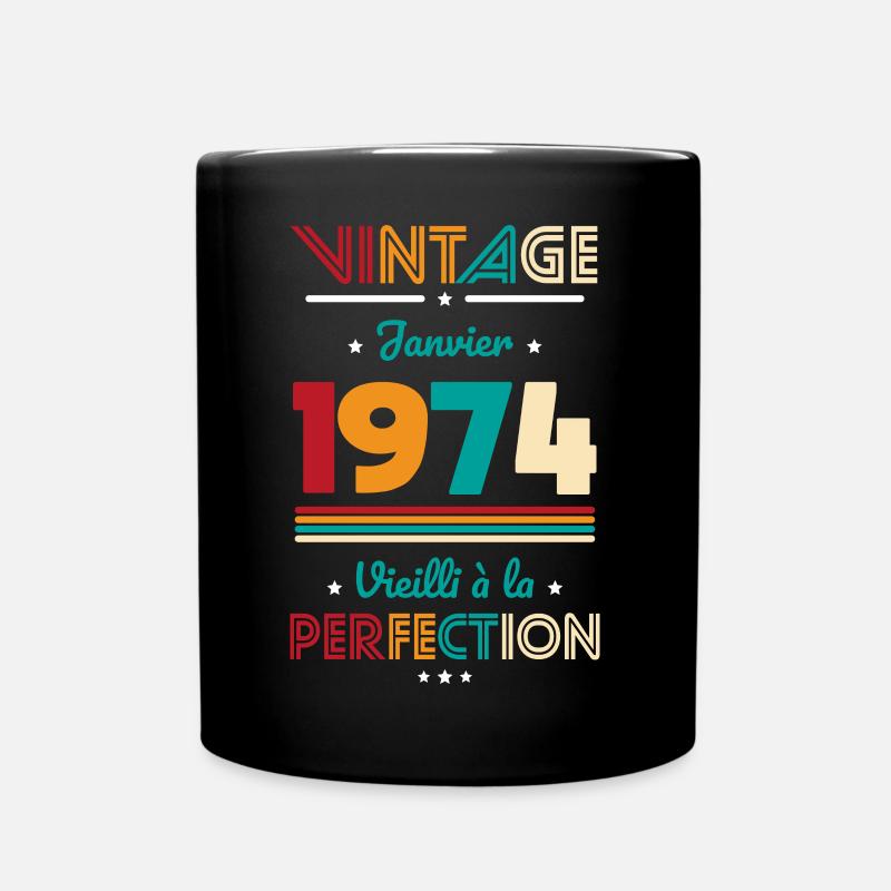 Anniversaire 50 ans - Vintage - Janvier 1974 - Mug uni - noir