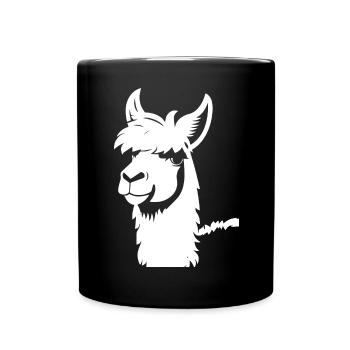 Lustige Lama-Silhouette Freche Spaß-Lamas - Tasse einfarbig - Schwarz - Vorne