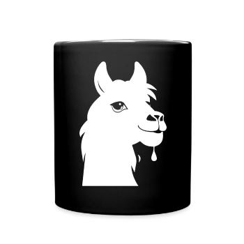 Lustige Lama-Silhouette Freche Spaß-Lamas - Tasse einfarbig - Schwarz - Vorne