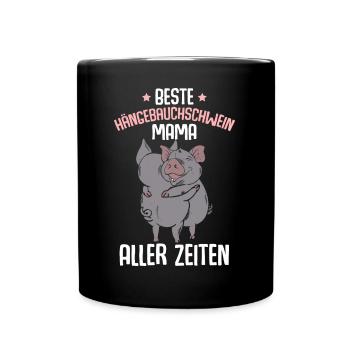 Beste Hängebauchschwein Mama Aller Zeiten - Tasse einfarbig - Schwarz - Vorne