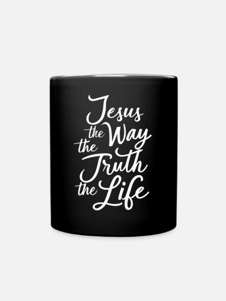 Jesus Weg Wahrheit Leben - Tasse einfarbig - Schwarz