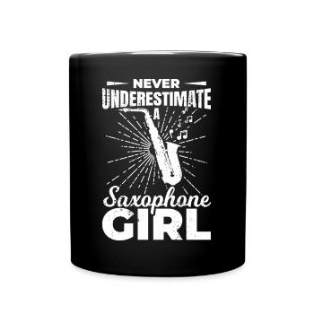 Never underestimate a saxophone girl - Full Colour Mug - black - Front