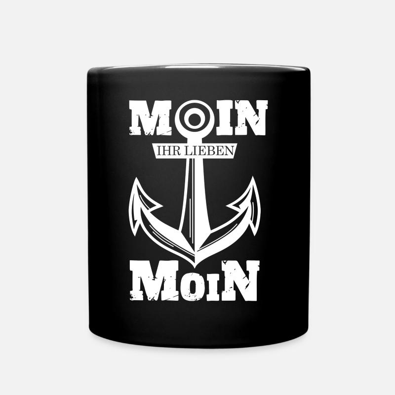 Moin Ihr Lieben mit Anker Ostsee Nordsee Sprüche - Tasse einfarbig - Schwarz