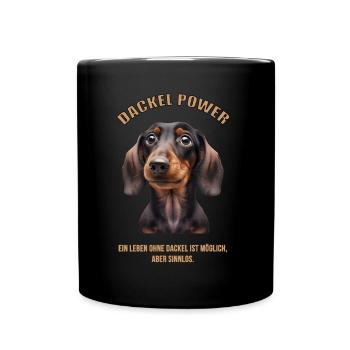 DACKEL POWER - Tolles Dackel T-Shirt !!! - Tasse einfarbig - Schwarz - Vorne