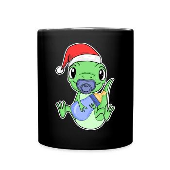 Bébé Lézard Noël - Mug uni - noir - Devant