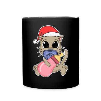 Katze Baby Weihnachten - Tasse einfarbig - Schwarz - Vorne