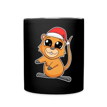 Meerschwein Weihnachten - Tasse einfarbig - Schwarz - Vorne