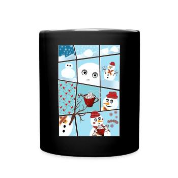 Noël et histoire du bonhomme de neige hereux - Mug uni - noir - Devant