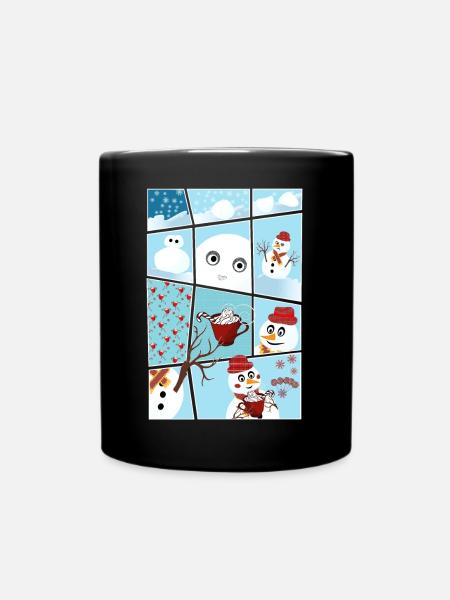 Noël et histoire du bonhomme de neige hereux - Mug uni - noir