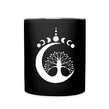 White Lunar Tree - Full Colour Mug - black - Front