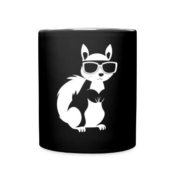 Lustiges Eichhörnchen mit Sonnenbrille Eichhörnchen - Tasse einfarbig - Schwarz - Vorne