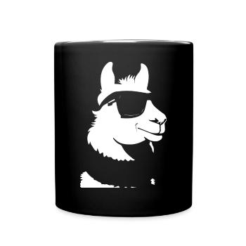 Drôle d’alpaga portant des lunettes de soleil cool alpagas - Mug uni - noir - Devant