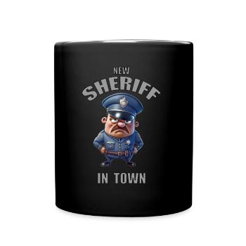 NEW SHERIFF - Great Sheriff T-Shirt !! - Full Colour Mug - black - Front