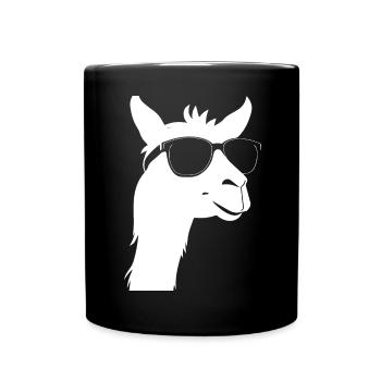 Funny Alpaca Wearing Sunglasses Cool Alpacas - Full Colour Mug - black - Front