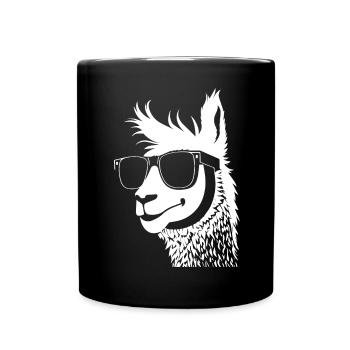 Funny Alpaca Wearing Sunglasses Cool Alpacas - Full Colour Mug - black - Front