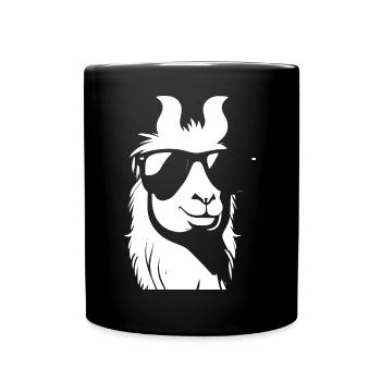 Funny Alpaca Wearing Sunglasses Cool Alpacas - Full Colour Mug - black - Front