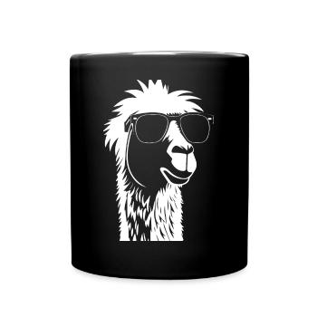 Lama drôle portant des lunettes de soleil Lamas cool - Mug uni - noir - Devant